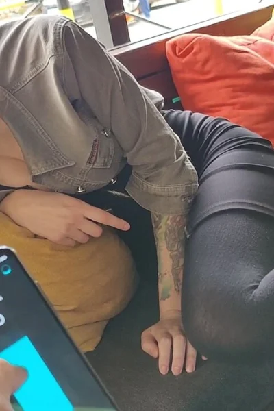 Remote control orgasm of my stepsister in Bar !